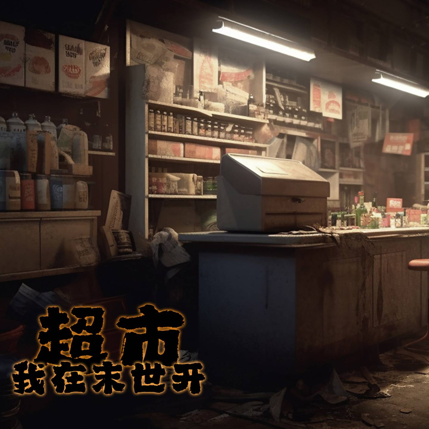 我在末世开超市游戏宣传图，展示游戏战斗场景和角色