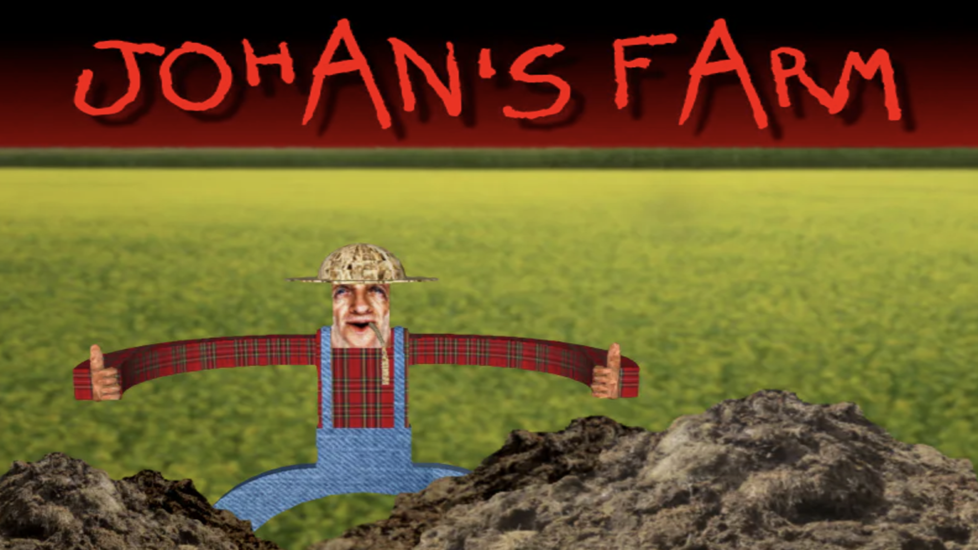 约翰的农场游戏宣传图，展示游戏战斗场景和角色