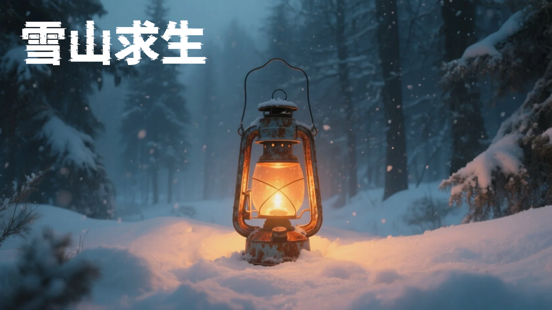 雪山求生游戏宣传图，展示游戏战斗场景和角色