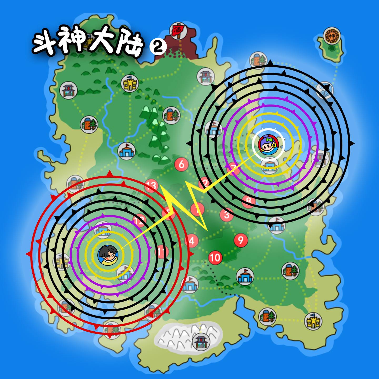 斗神大陆2游戏宣传图，展示游戏战斗场景和角色