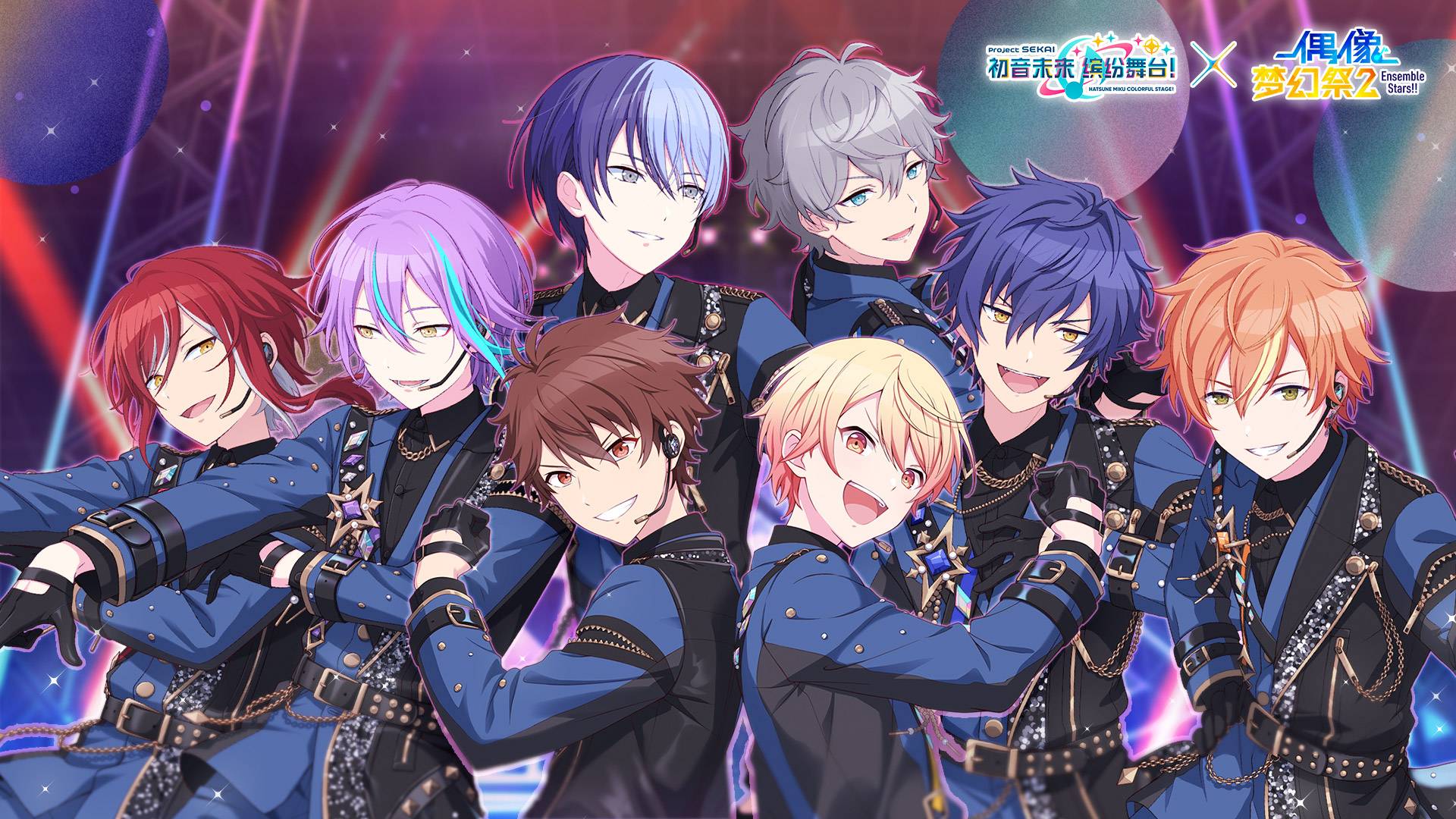 初音未来：缤纷舞台游戏宣传图，展示游戏战斗场景和角色