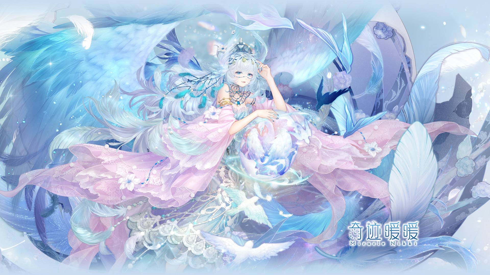 奇迹暖暖游戏宣传图，展示游戏战斗场景和角色