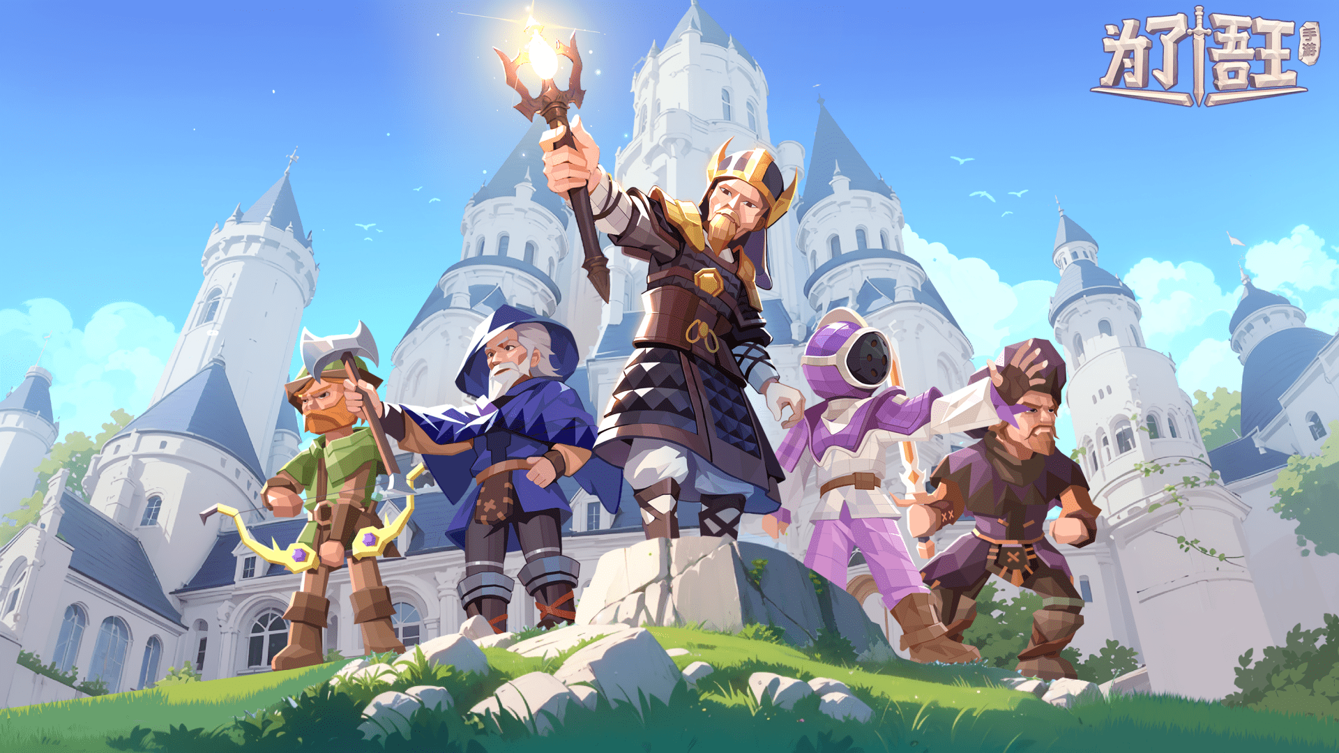 为了吾王游戏宣传图，展示游戏战斗场景和角色