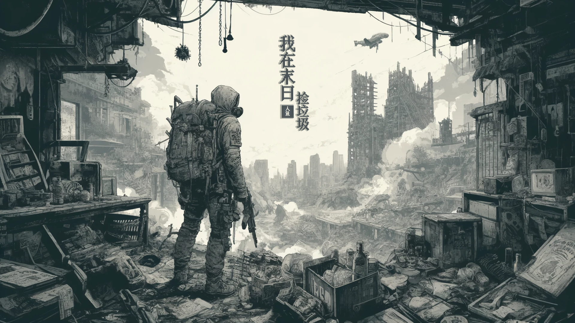 我在末日捡垃圾游戏宣传图，展示游戏战斗场景和角色