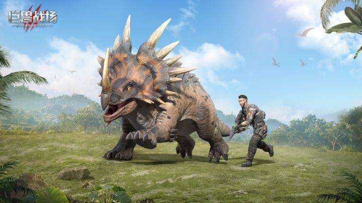 巨兽战场游戏宣传图，展示游戏战斗场景和角色