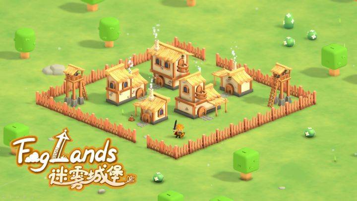 迷雾城堡游戏宣传图，展示游戏战斗场景和角色