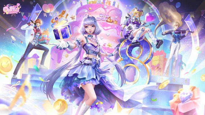 QQ炫舞游戏宣传图，展示游戏战斗场景和角色