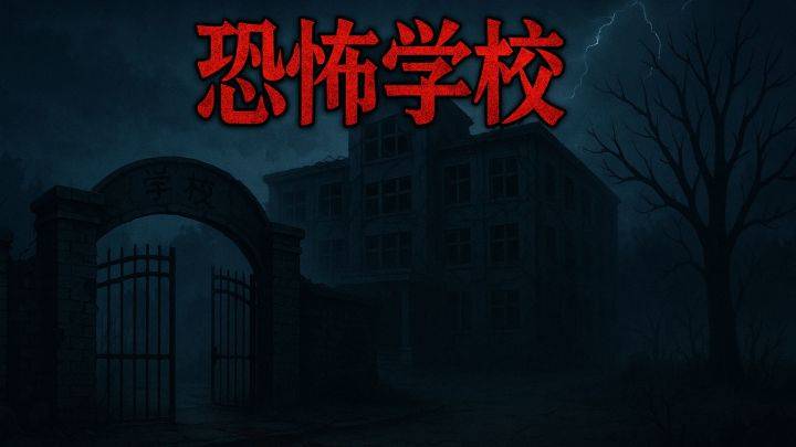 恐怖学校游戏宣传图，展示游戏战斗场景和角色