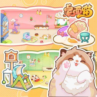 桌面喵游戏宣传图，展示游戏战斗场景和角色