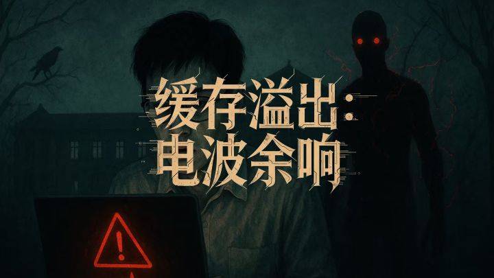 缓存溢出：电波余响游戏宣传图，展示游戏战斗场景和角色