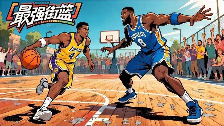 最强街篮游戏宣传图，展示游戏战斗场景和角色