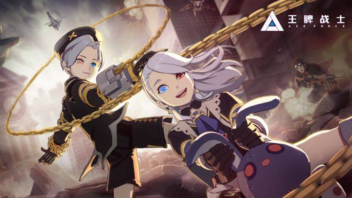 王牌战士游戏宣传图，展示游戏战斗场景和角色