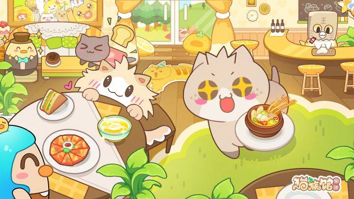 猫旅馆物语游戏宣传图，展示游戏战斗场景和角色