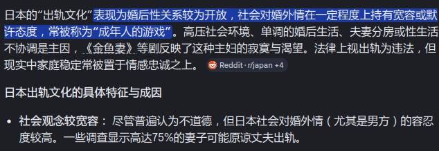 日本社会出轨文化相关调研内容