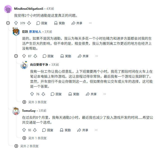 通勤时间影响独立开发讨论截图