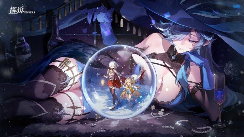 《辉烬》半周年蓝发角色水晶球宣传插画