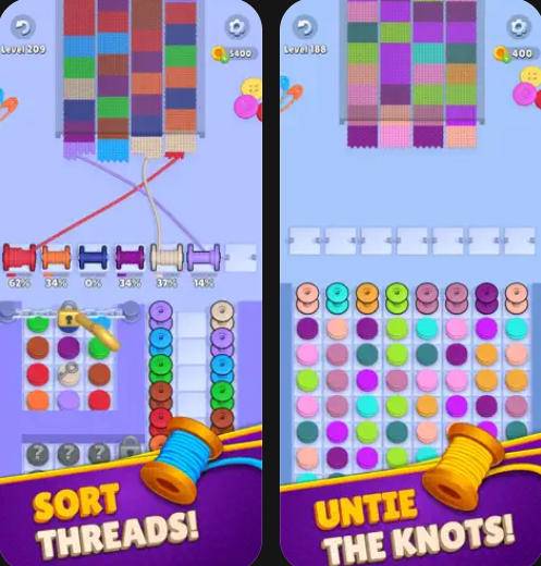 《Knit Out》纱线解结玩法关卡截图