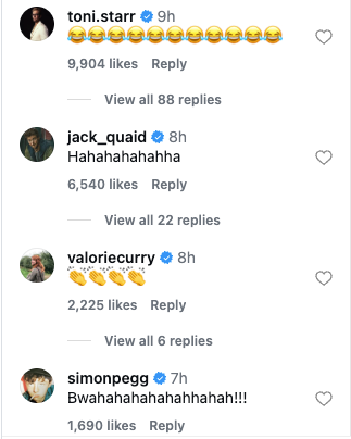 The Boys剧组成员Instagram评论区大笑截图