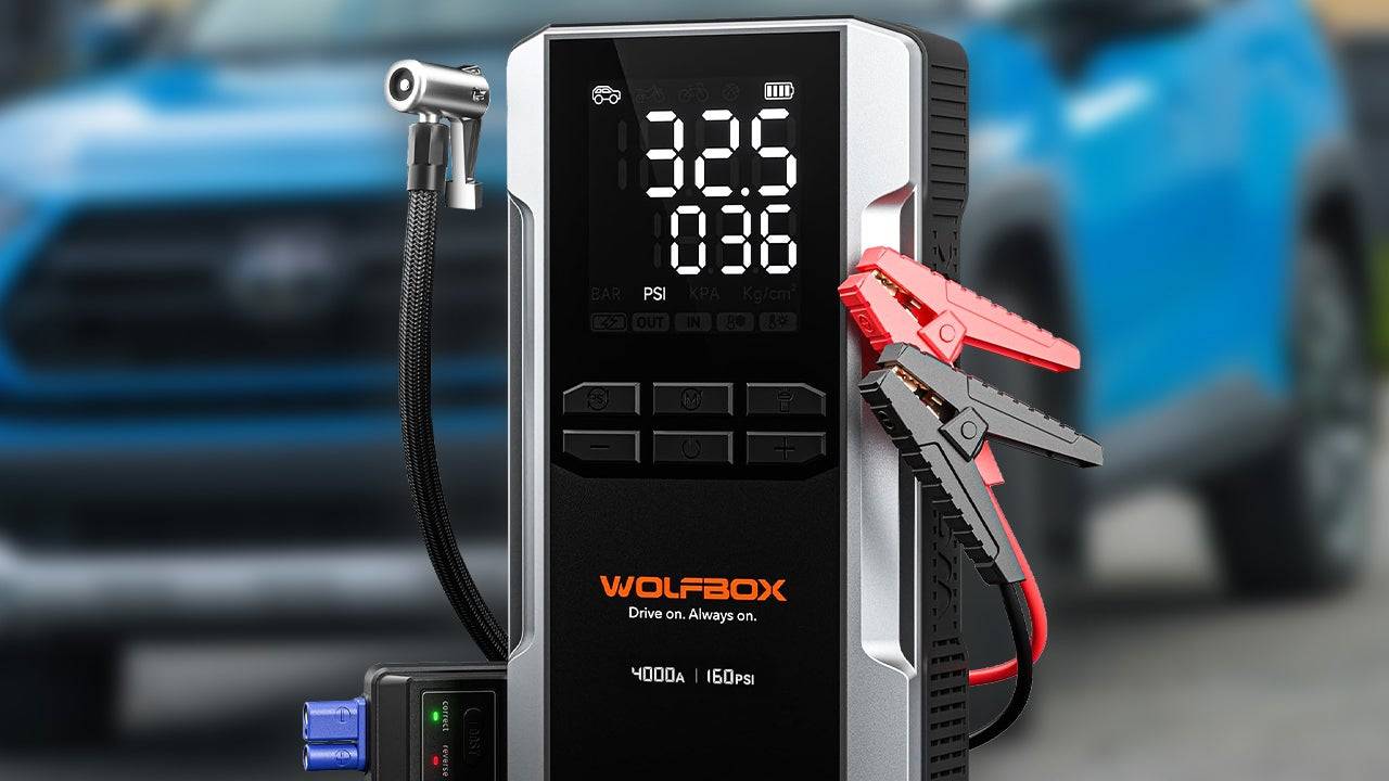 Wolfbox 4000A车载应急充气一体机实拍