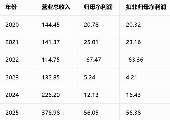 世纪华通2020-2025核心财务数据统计表
