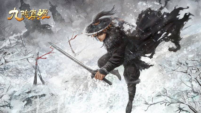 《九阴真经》黑衣剑客武侠主题宣传插画