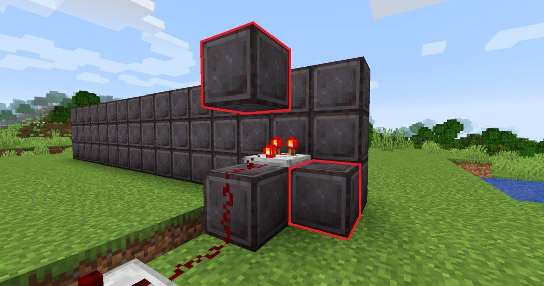 划红线位置摆放普通方块