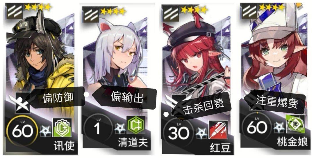 明日方舟四星先锋干员信息展示