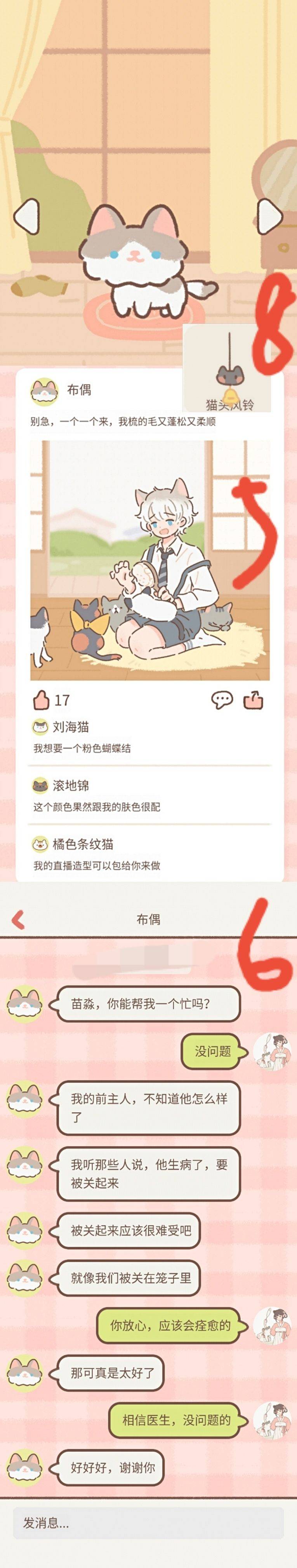 好感度相关信息图片6呈现猫咪的纪念品，可能是好感度达到一定程度的象征或奖励