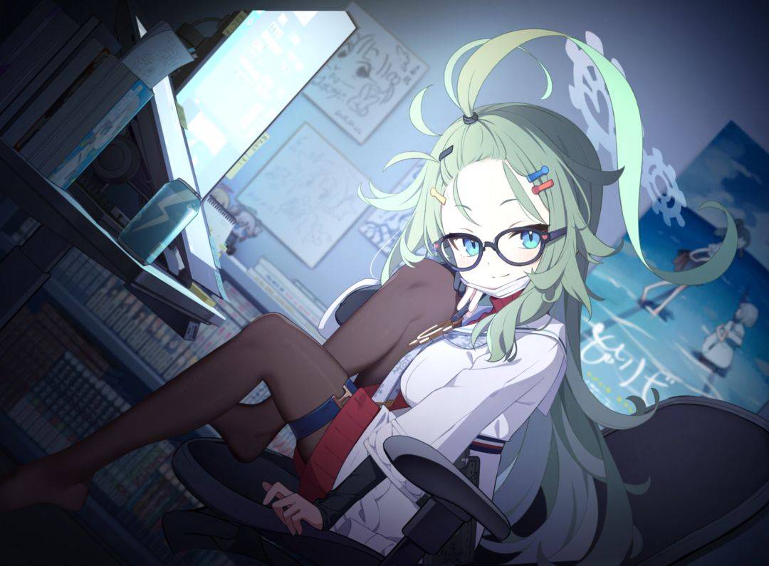 蔚蓝档案绿发少女创作场景