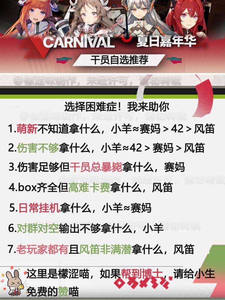 明日方舟干员自选推荐指南