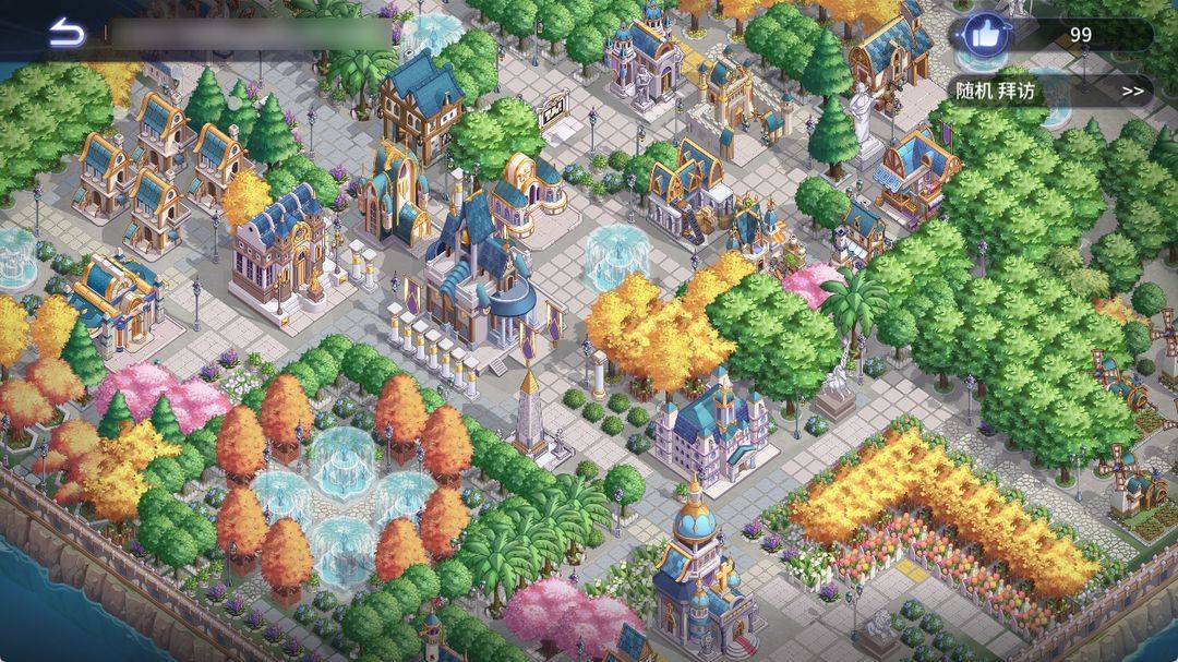 城建游戏里童话风格城镇鸟瞰图